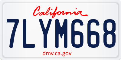 CA license plate 7LYM668