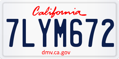 CA license plate 7LYM672
