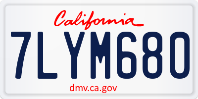 CA license plate 7LYM680