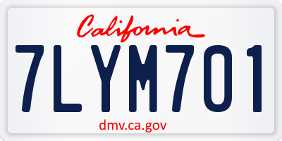 CA license plate 7LYM701