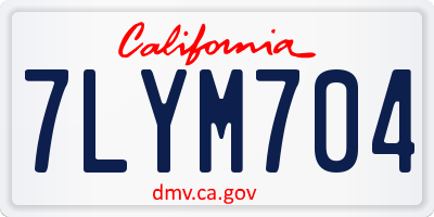 CA license plate 7LYM704