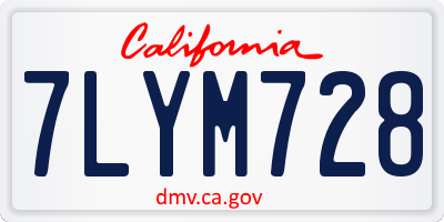 CA license plate 7LYM728