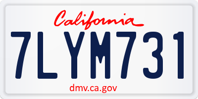 CA license plate 7LYM731