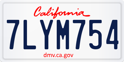 CA license plate 7LYM754