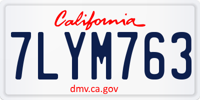CA license plate 7LYM763