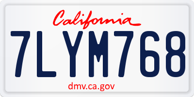 CA license plate 7LYM768
