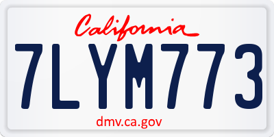 CA license plate 7LYM773