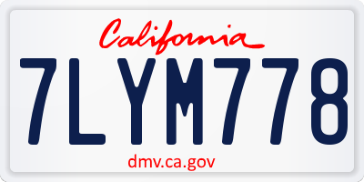 CA license plate 7LYM778