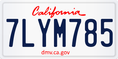 CA license plate 7LYM785