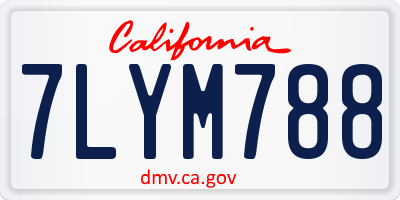 CA license plate 7LYM788