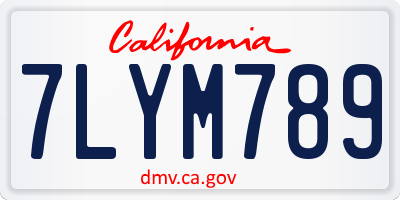 CA license plate 7LYM789