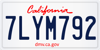CA license plate 7LYM792