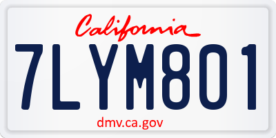 CA license plate 7LYM801