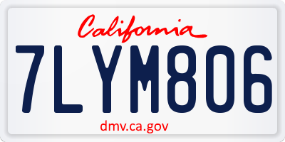 CA license plate 7LYM806