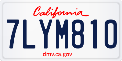 CA license plate 7LYM810