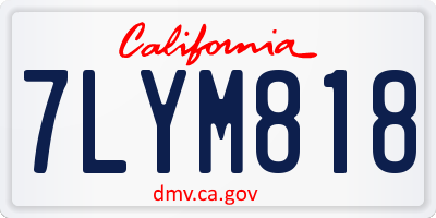 CA license plate 7LYM818
