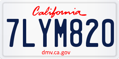 CA license plate 7LYM820