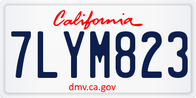 CA license plate 7LYM823