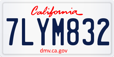 CA license plate 7LYM832