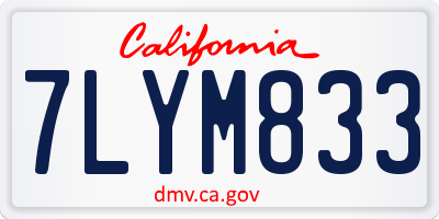CA license plate 7LYM833