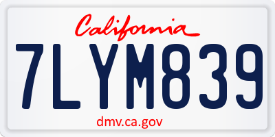 CA license plate 7LYM839