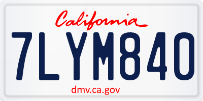 CA license plate 7LYM840