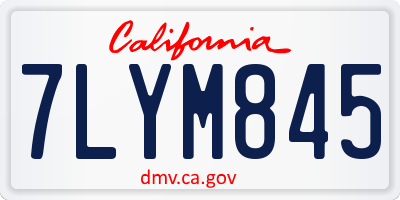 CA license plate 7LYM845