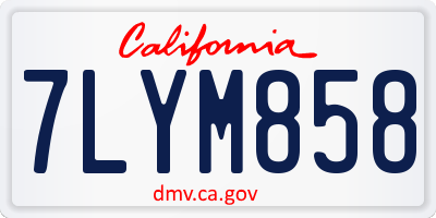 CA license plate 7LYM858