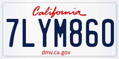 CA license plate 7LYM860