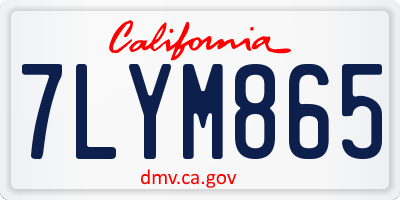 CA license plate 7LYM865