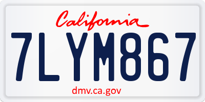 CA license plate 7LYM867