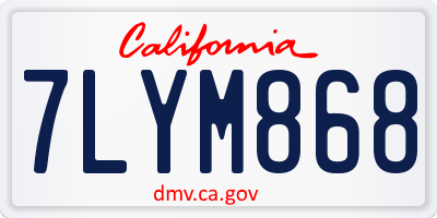 CA license plate 7LYM868