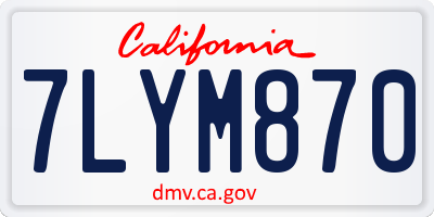 CA license plate 7LYM870