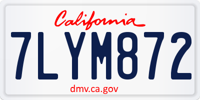 CA license plate 7LYM872