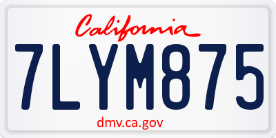 CA license plate 7LYM875