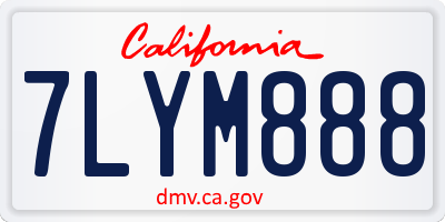 CA license plate 7LYM888