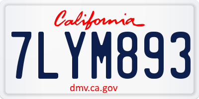 CA license plate 7LYM893