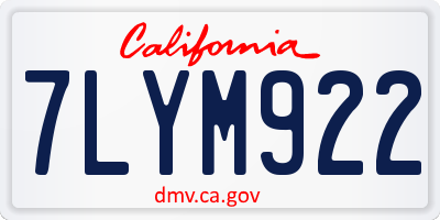 CA license plate 7LYM922