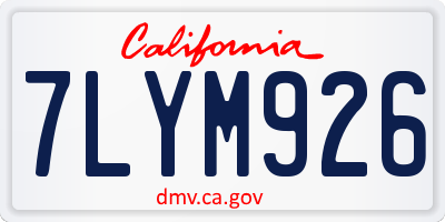 CA license plate 7LYM926