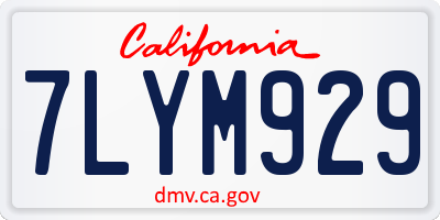 CA license plate 7LYM929