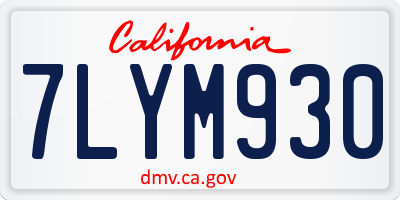 CA license plate 7LYM930