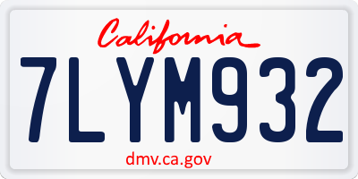 CA license plate 7LYM932