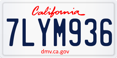 CA license plate 7LYM936