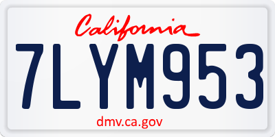 CA license plate 7LYM953