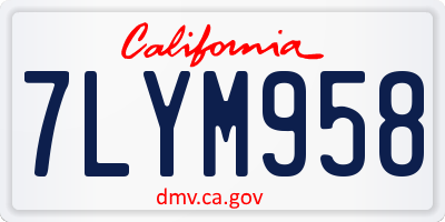 CA license plate 7LYM958