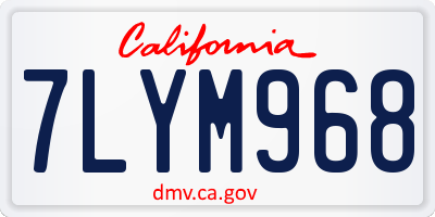 CA license plate 7LYM968