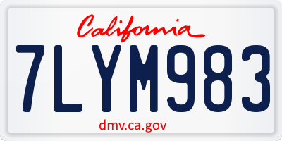 CA license plate 7LYM983
