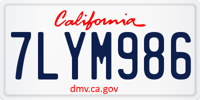 CA license plate 7LYM986