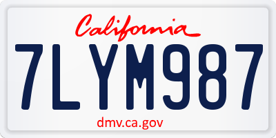 CA license plate 7LYM987