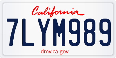 CA license plate 7LYM989